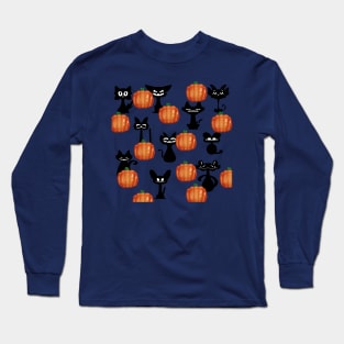 Cat 'n' Pumpkin | Halloween Black Cat Long Sleeve T-Shirt